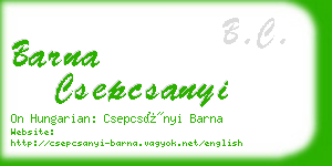 barna csepcsanyi business card